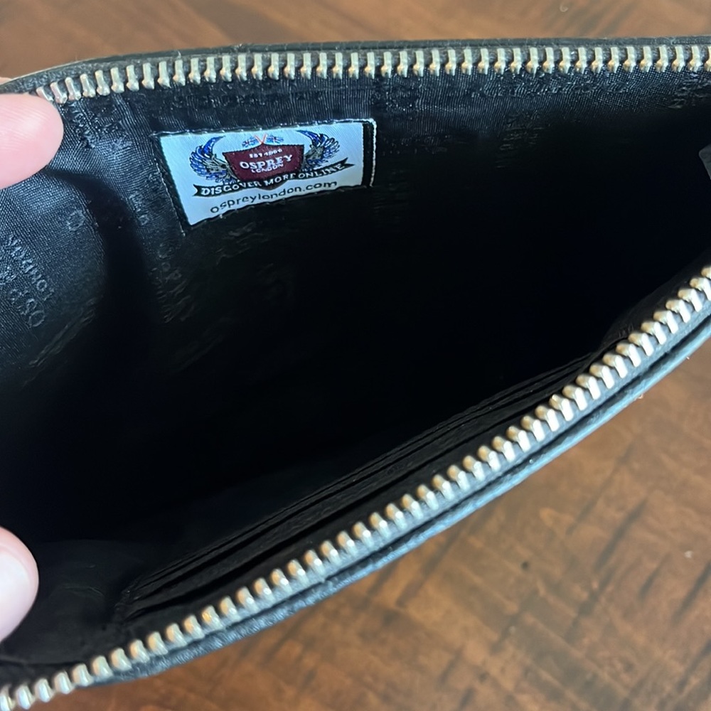 Osprey London calf hair leopard black leather pouch clutch bag NWOT - Picture 5 of 7